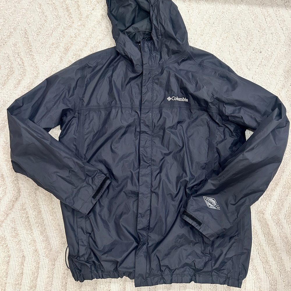 Columbia Black Hooded Rain Jacket